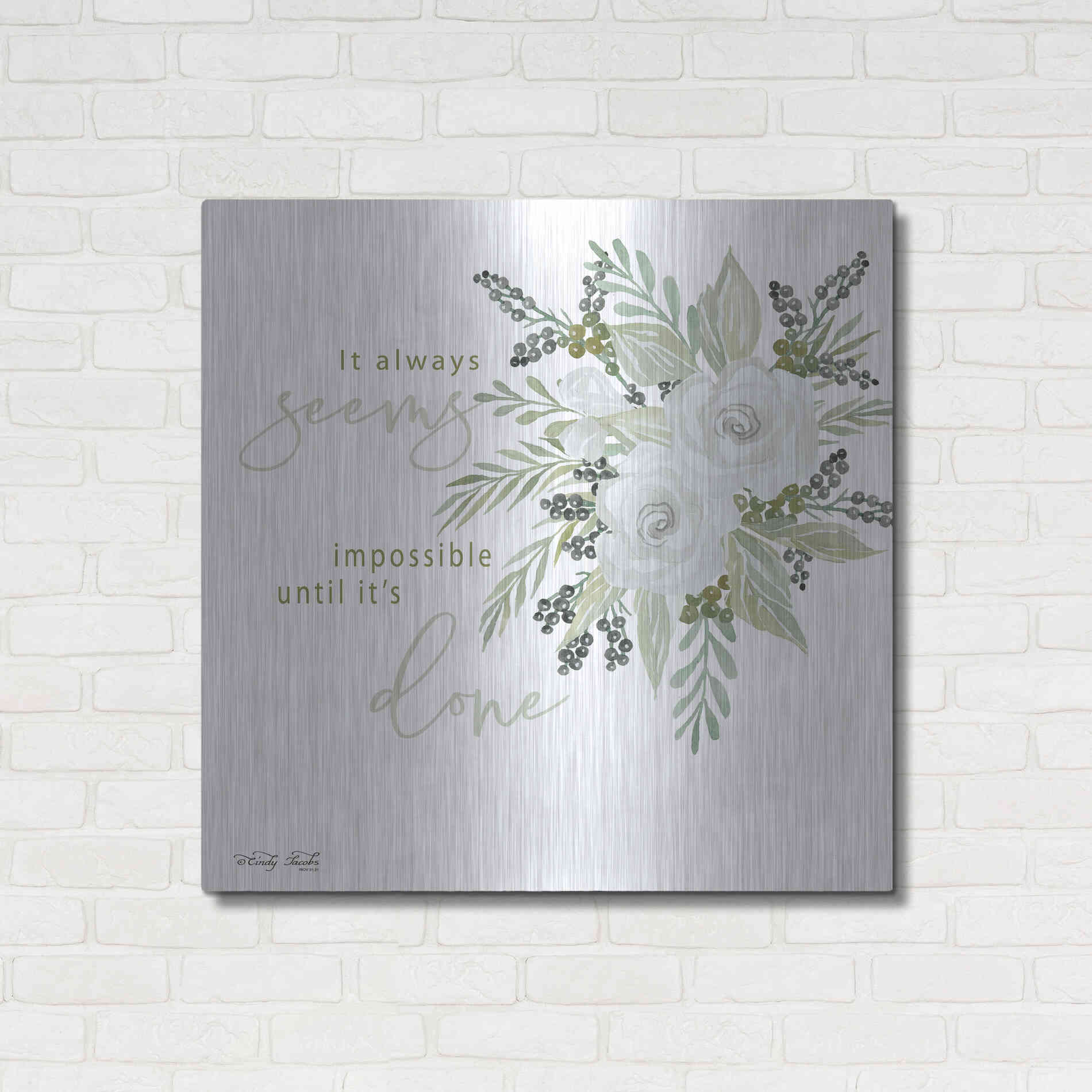 Luxe Metal Art 'It's Done' by Cindy Jacobs, Metal Wall Art,36x36