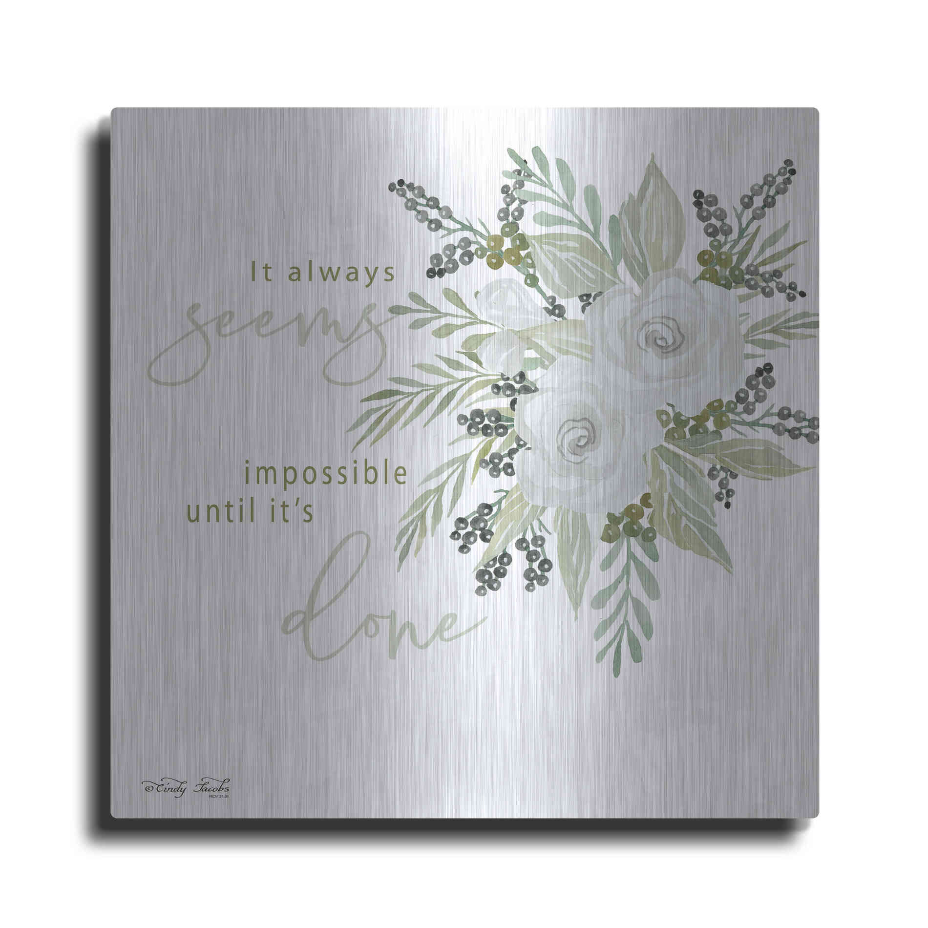 Luxe Metal Art 'It's Done' by Cindy Jacobs, Metal Wall Art