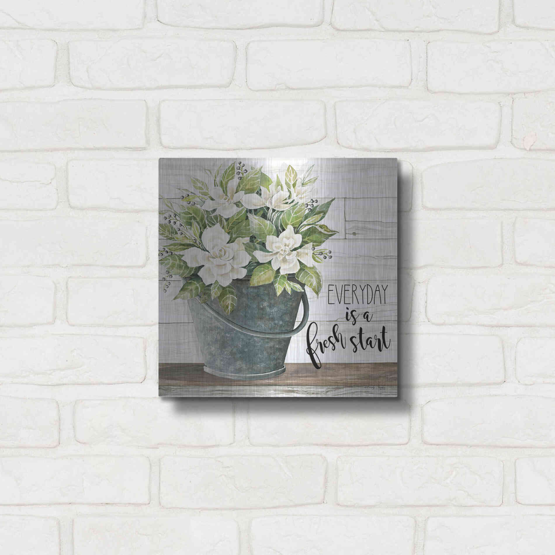 Luxe Metal Art 'Everyday is a Fresh Start' by Cindy Jacobs, Metal Wall Art,12x12