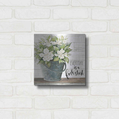 Luxe Metal Art 'Everyday is a Fresh Start' by Cindy Jacobs, Metal Wall Art,12x12