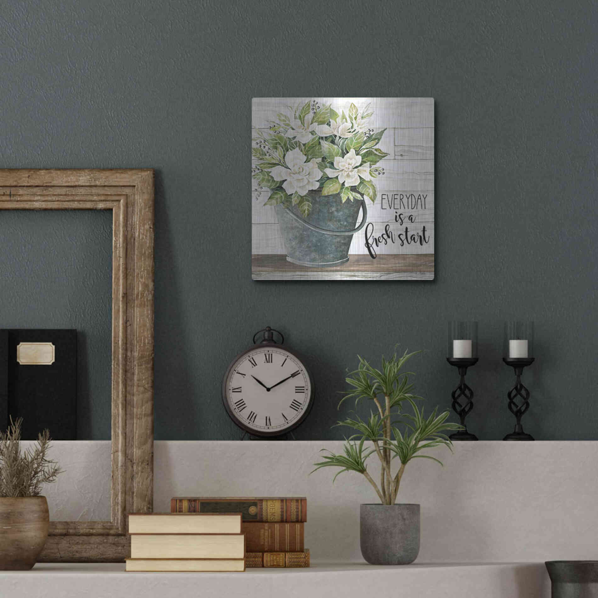 Luxe Metal Art 'Everyday is a Fresh Start' by Cindy Jacobs, Metal Wall Art,12x12