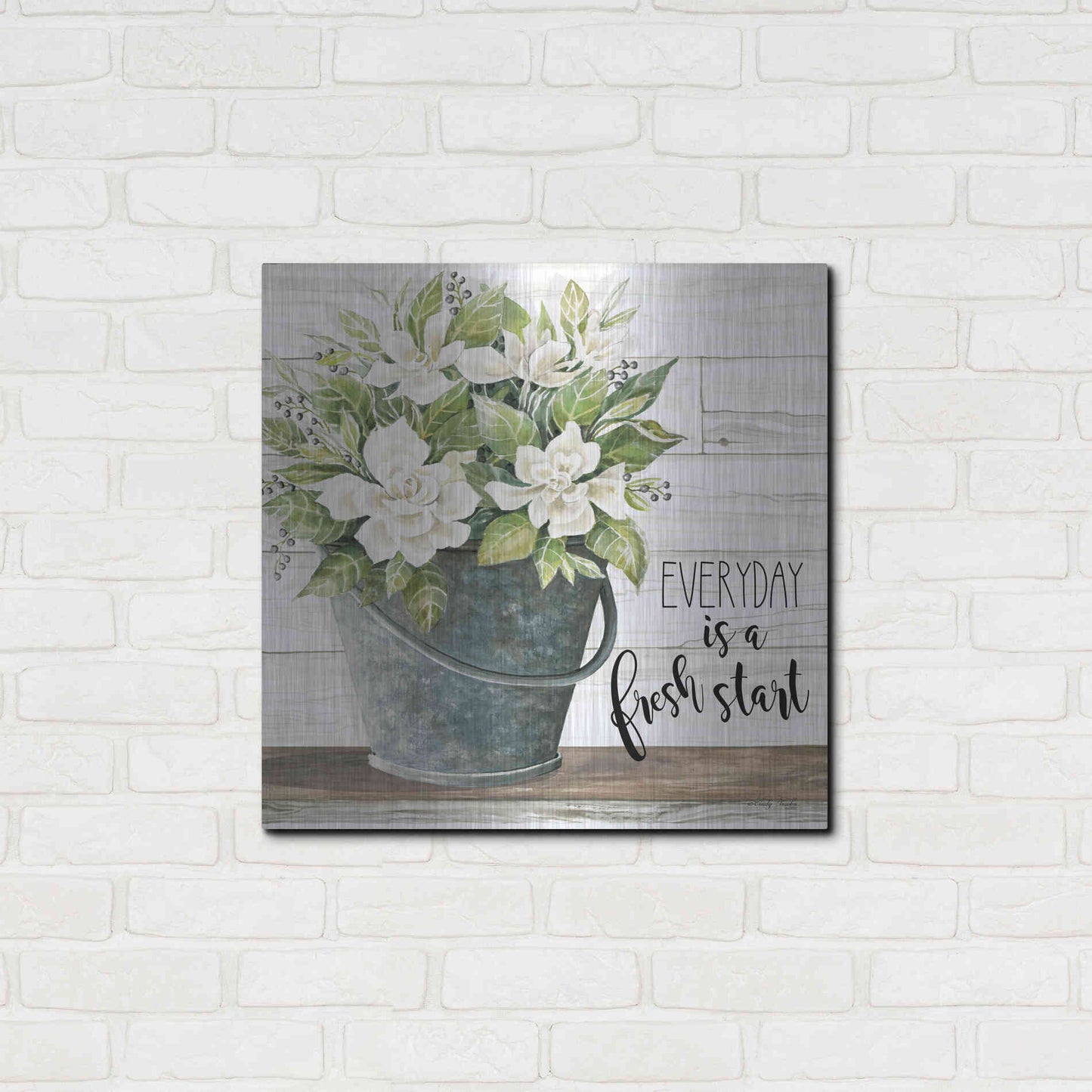 Luxe Metal Art 'Everyday is a Fresh Start' by Cindy Jacobs, Metal Wall Art,24x24
