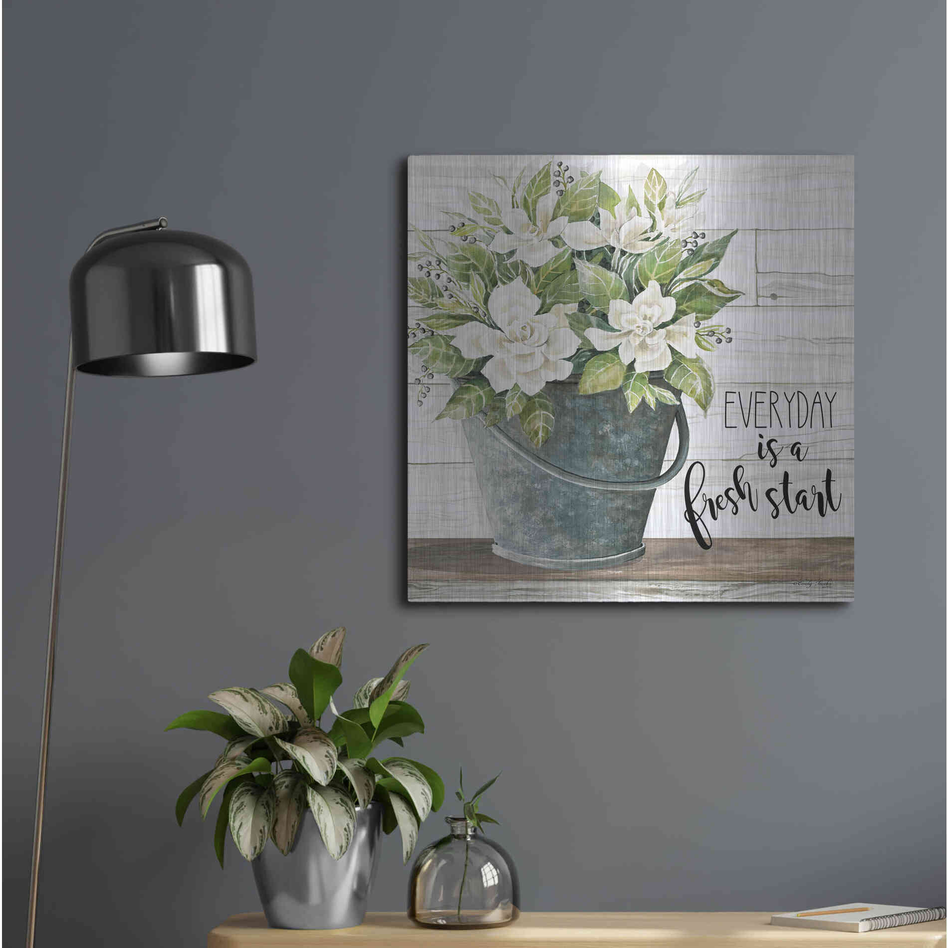 Luxe Metal Art 'Everyday is a Fresh Start' by Cindy Jacobs, Metal Wall Art,24x24