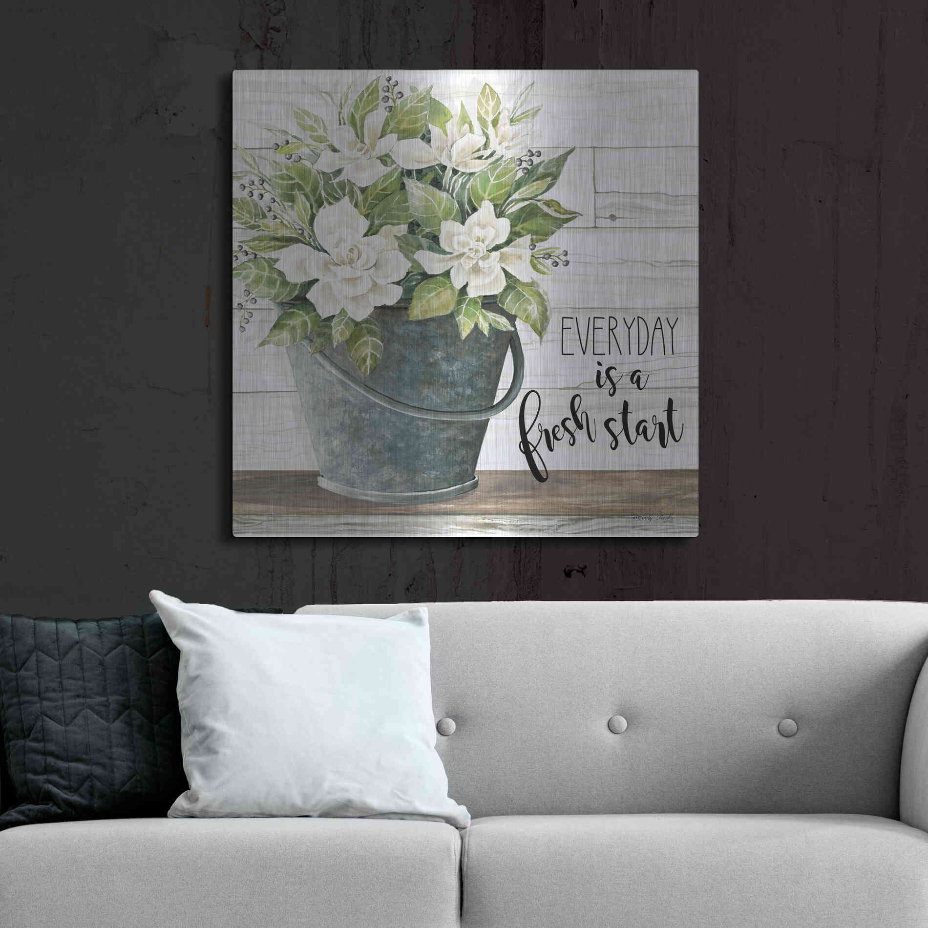 Luxe Metal Art 'Everyday is a Fresh Start' by Cindy Jacobs, Metal Wall Art,36x36