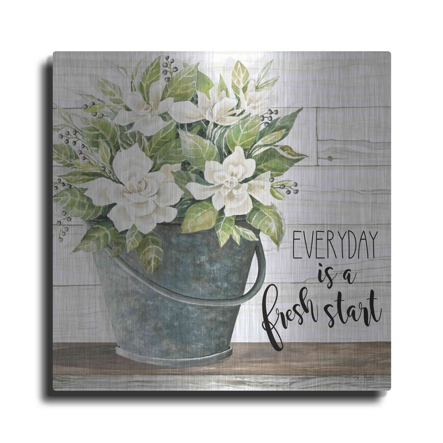 Luxe Metal Art 'Everyday is a Fresh Start' by Cindy Jacobs, Metal Wall Art