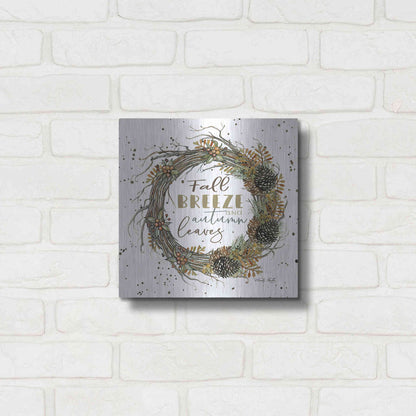 Luxe Metal Art 'Fall Breeze Wreath' by Cindy Jacobs, Metal Wall Art,12x12