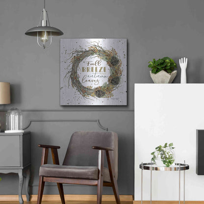 Luxe Metal Art 'Fall Breeze Wreath' by Cindy Jacobs, Metal Wall Art,24x24