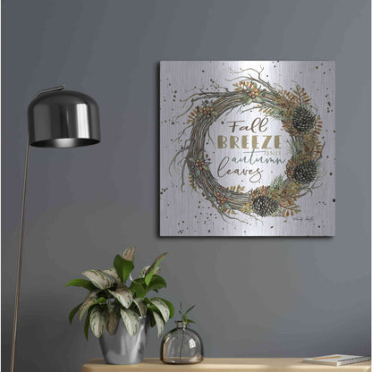 Luxe Metal Art 'Fall Breeze Wreath' by Cindy Jacobs, Metal Wall Art,24x24
