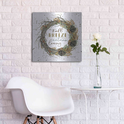 Luxe Metal Art 'Fall Breeze Wreath' by Cindy Jacobs, Metal Wall Art,24x24