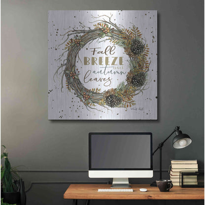 Luxe Metal Art 'Fall Breeze Wreath' by Cindy Jacobs, Metal Wall Art,36x36