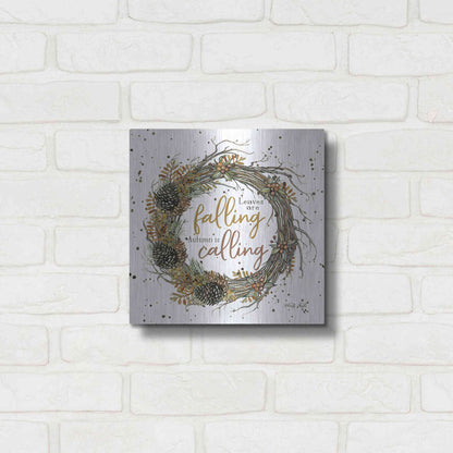 Luxe Metal Art 'Autumn in Calling Wreath' by Cindy Jacobs, Metal Wall Art,12x12