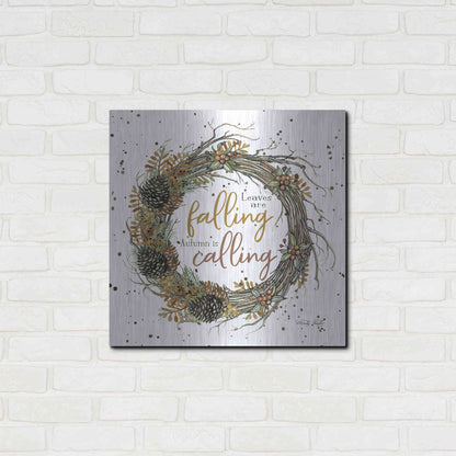 Luxe Metal Art 'Autumn in Calling Wreath' by Cindy Jacobs, Metal Wall Art,24x24