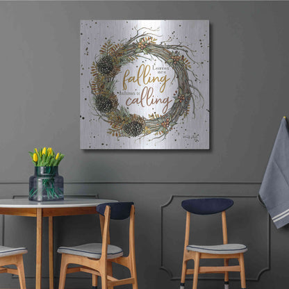 Luxe Metal Art 'Autumn in Calling Wreath' by Cindy Jacobs, Metal Wall Art,36x36