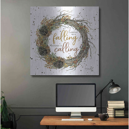 Luxe Metal Art 'Autumn in Calling Wreath' by Cindy Jacobs, Metal Wall Art,36x36