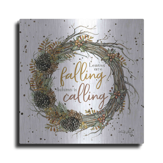 Luxe Metal Art 'Autumn in Calling Wreath' by Cindy Jacobs, Metal Wall Art