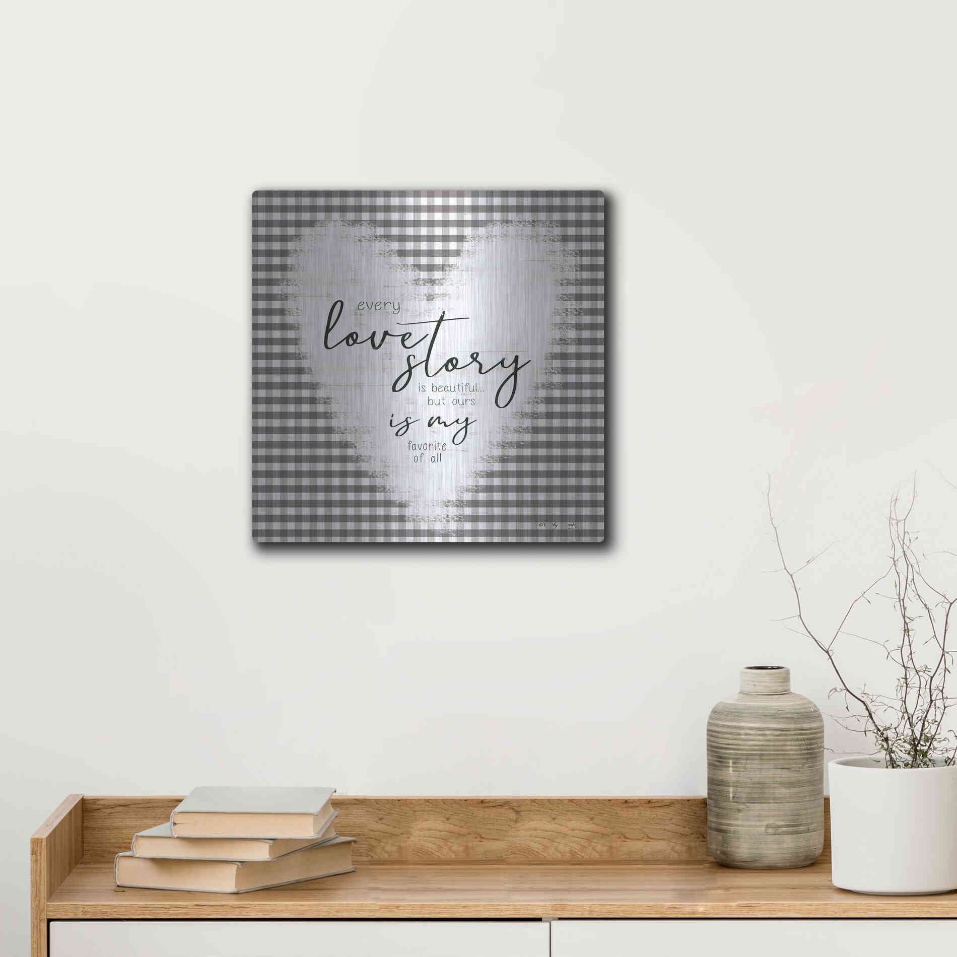 Luxe Metal Art 'Love Story' by Cindy Jacobs, Metal Wall Art,12x12