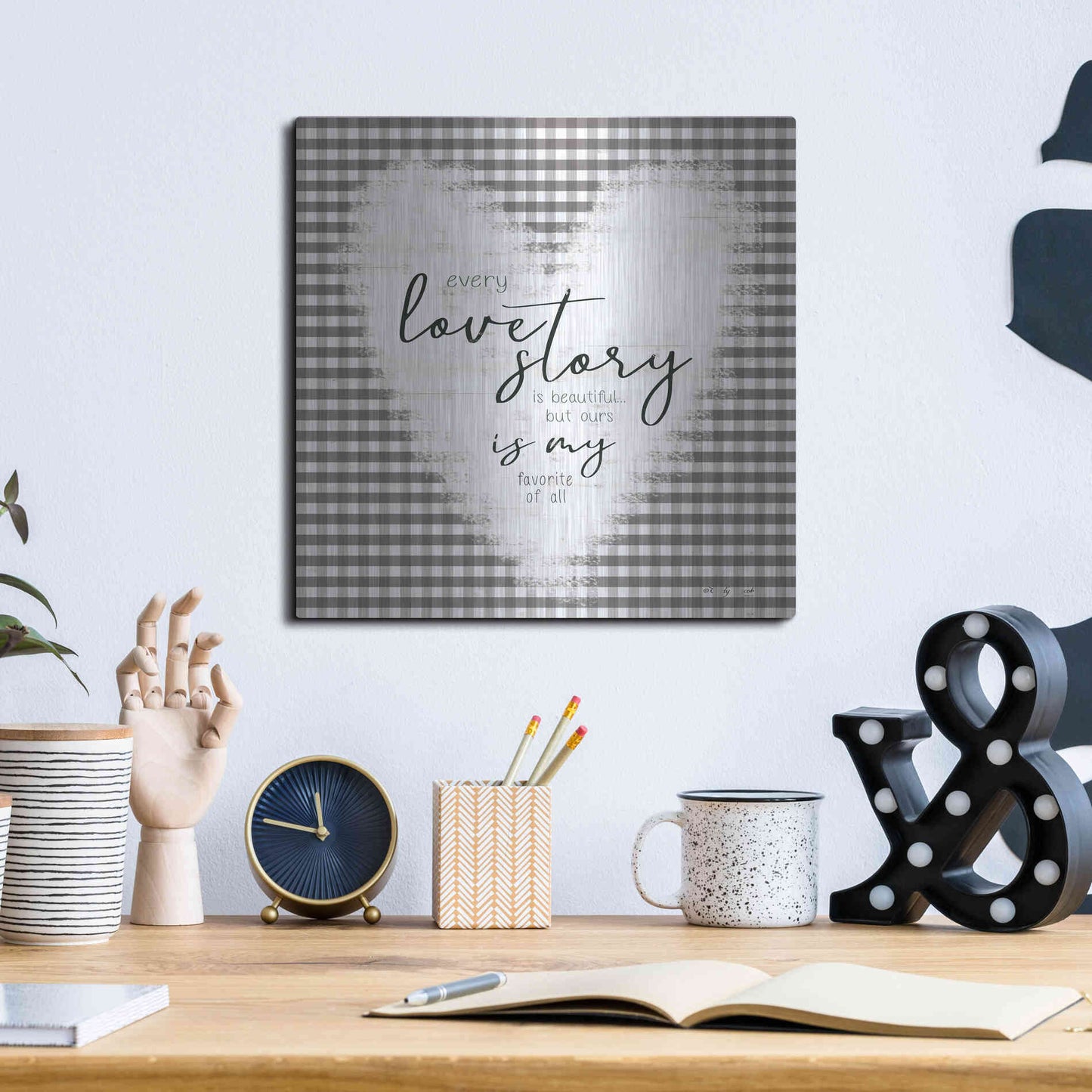 Luxe Metal Art 'Love Story' by Cindy Jacobs, Metal Wall Art,12x12