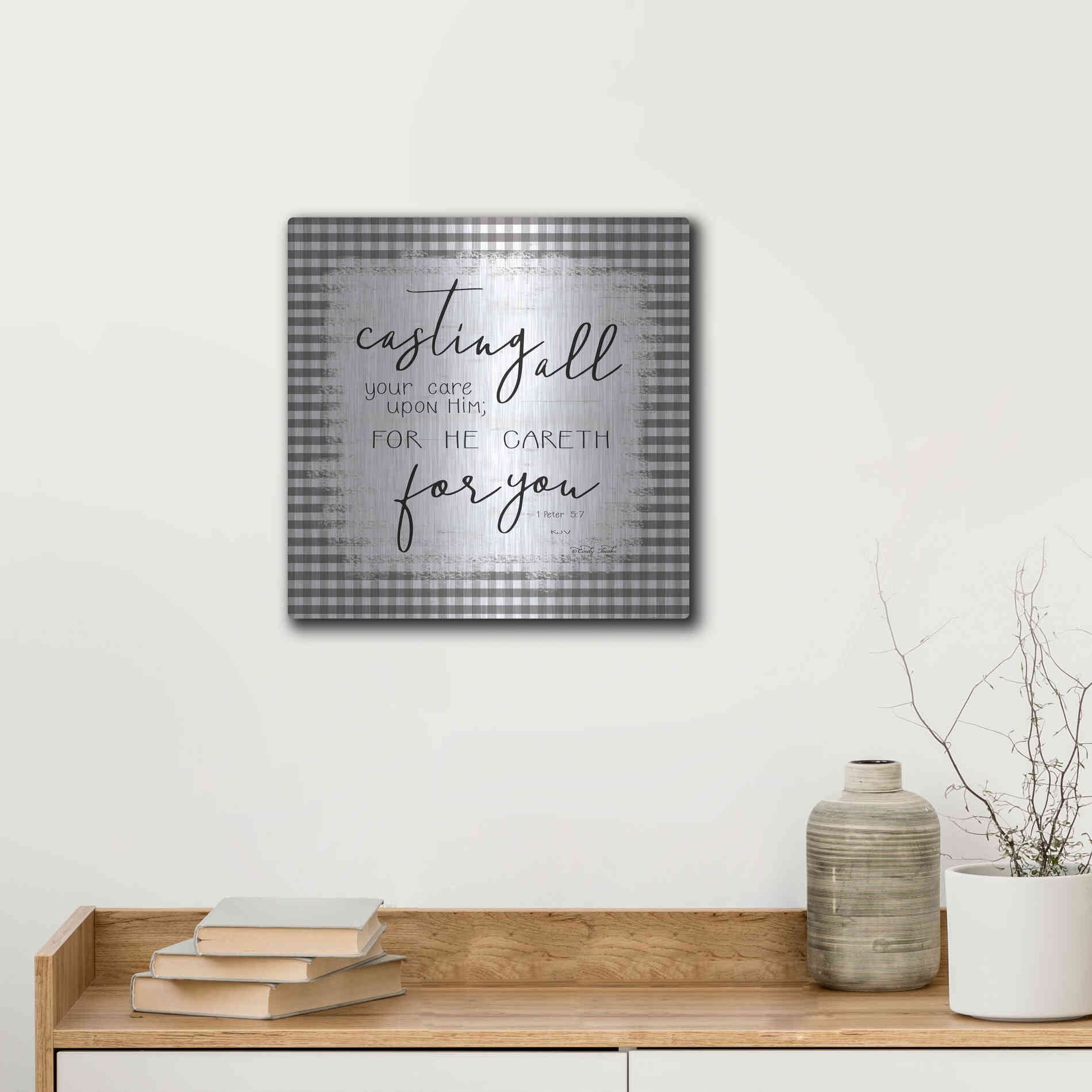 Luxe Metal Art 'Casting All' by Cindy Jacobs, Metal Wall Art,12x12