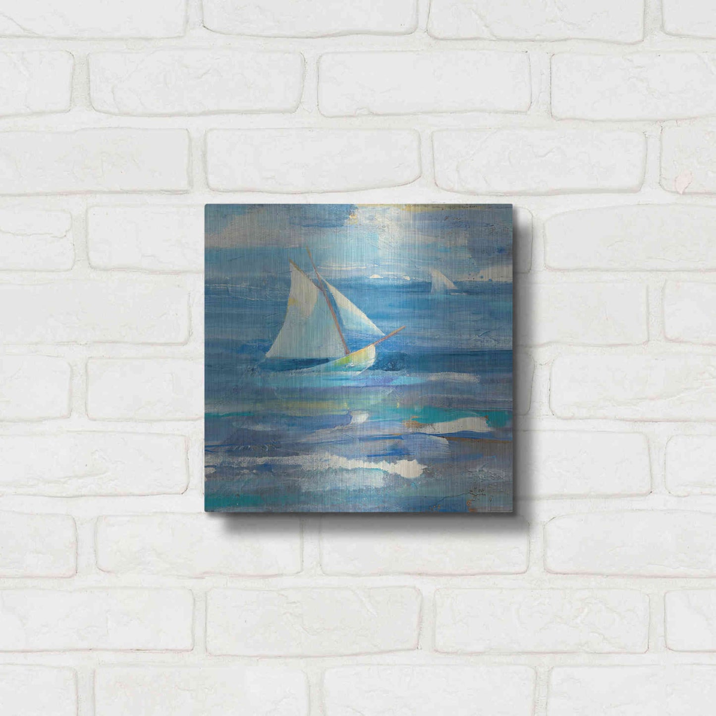 Luxe Metal Art 'Ocean Sail V.2 Sq' by Albena Hristova, Metal Wall Art,12x12