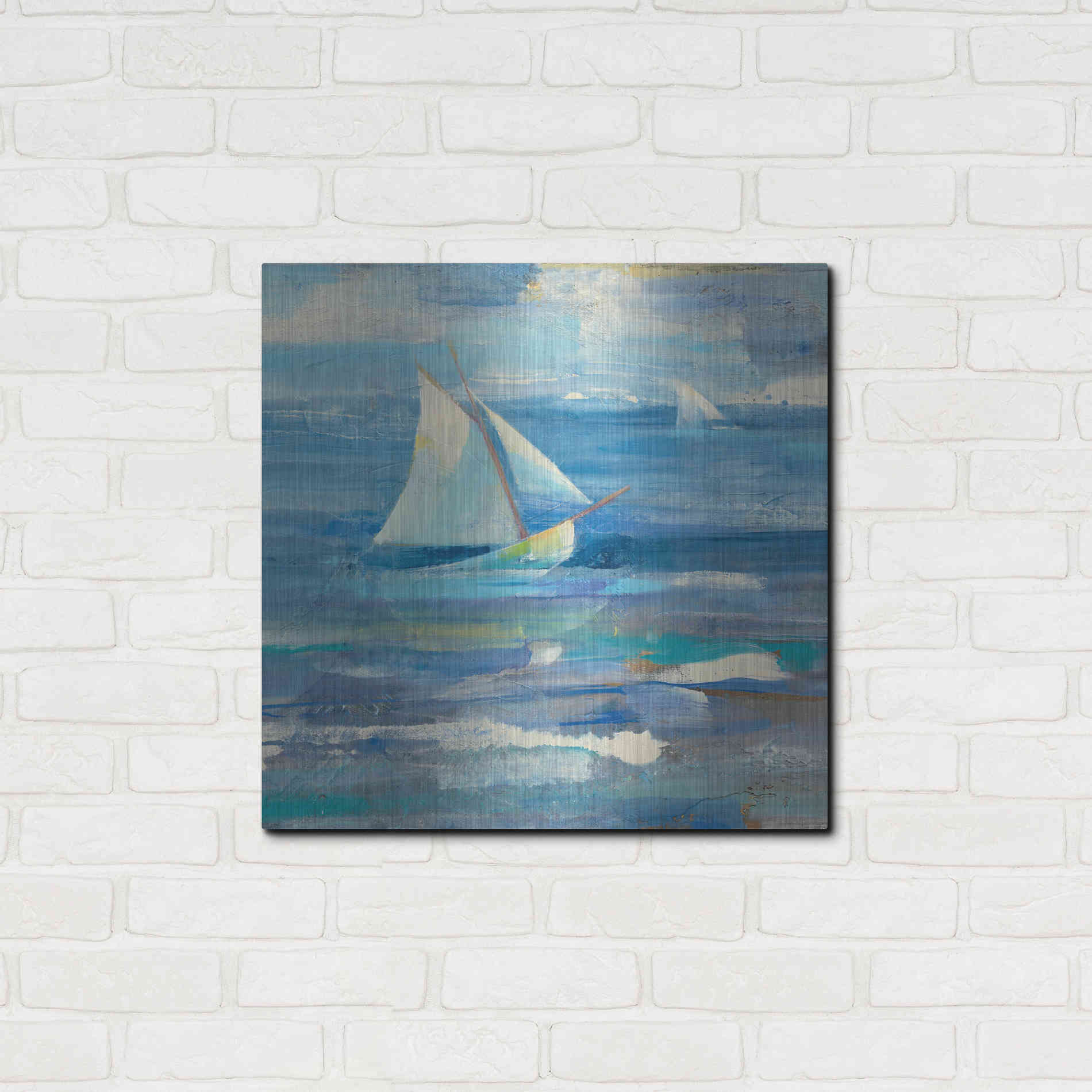 Luxe Metal Art 'Ocean Sail V.2 Sq' by Albena Hristova, Metal Wall Art,24x24