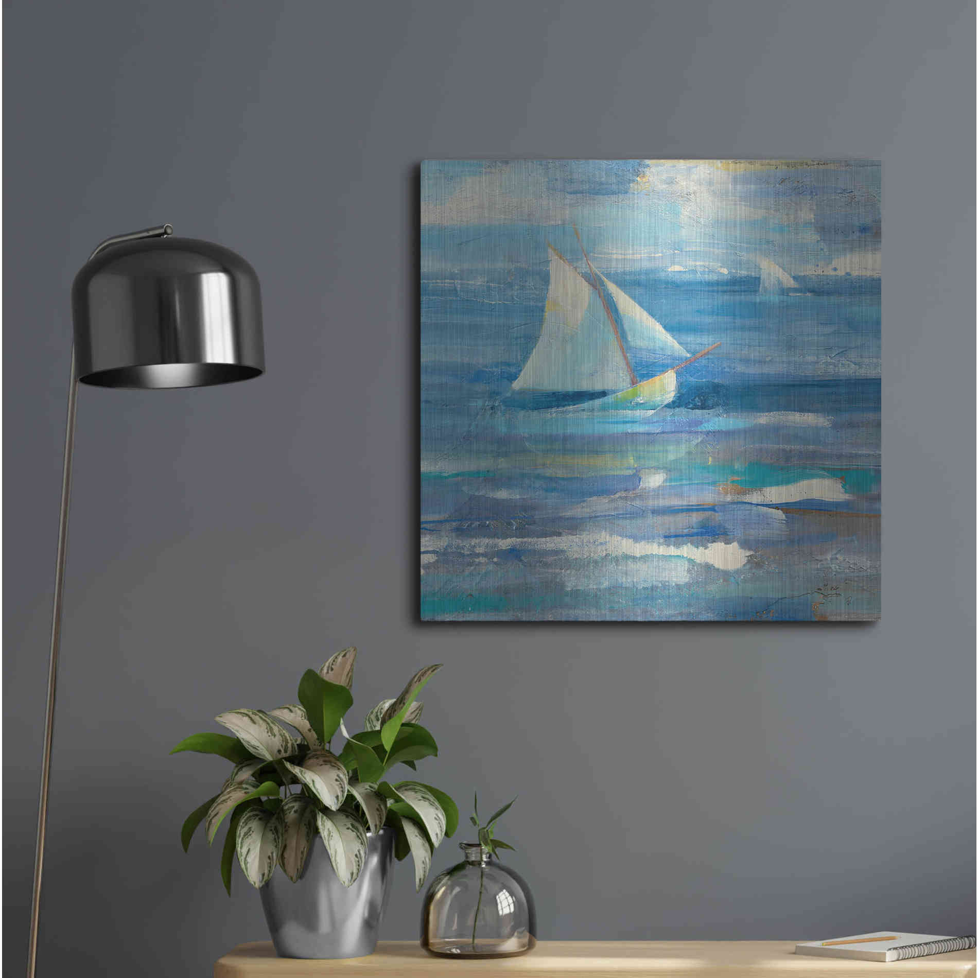 Luxe Metal Art 'Ocean Sail V.2 Sq' by Albena Hristova, Metal Wall Art,24x24
