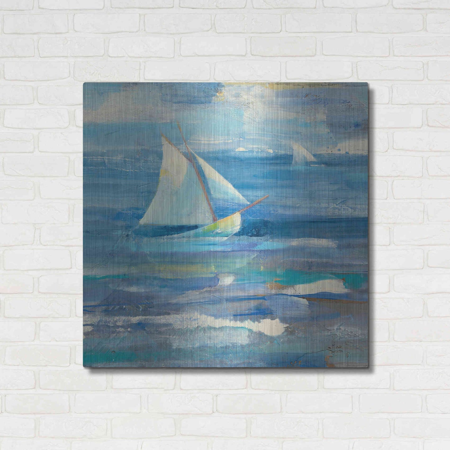 Luxe Metal Art 'Ocean Sail V.2 Sq' by Albena Hristova, Metal Wall Art,36x36