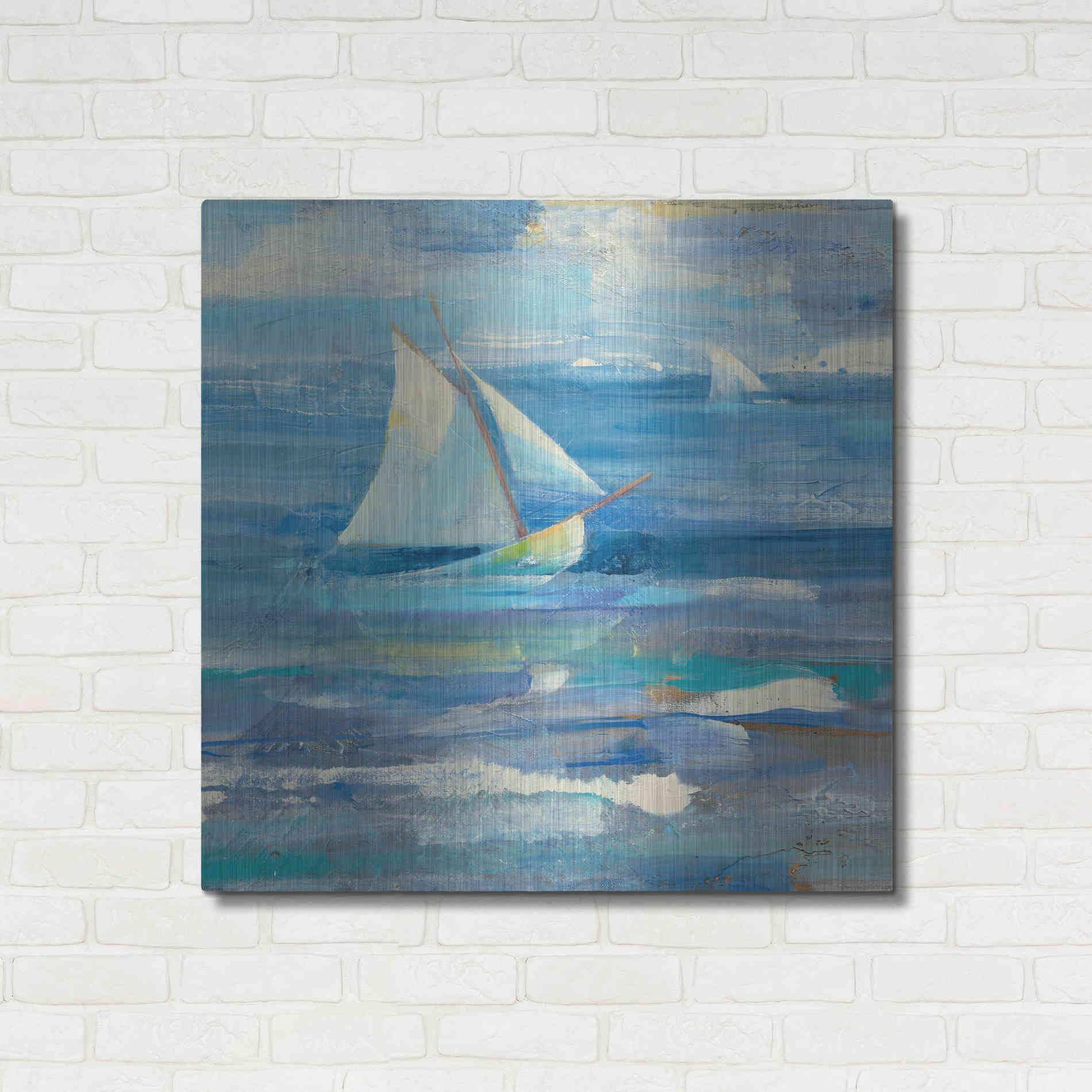 Luxe Metal Art 'Ocean Sail V.2 Sq' by Albena Hristova, Metal Wall Art,36x36