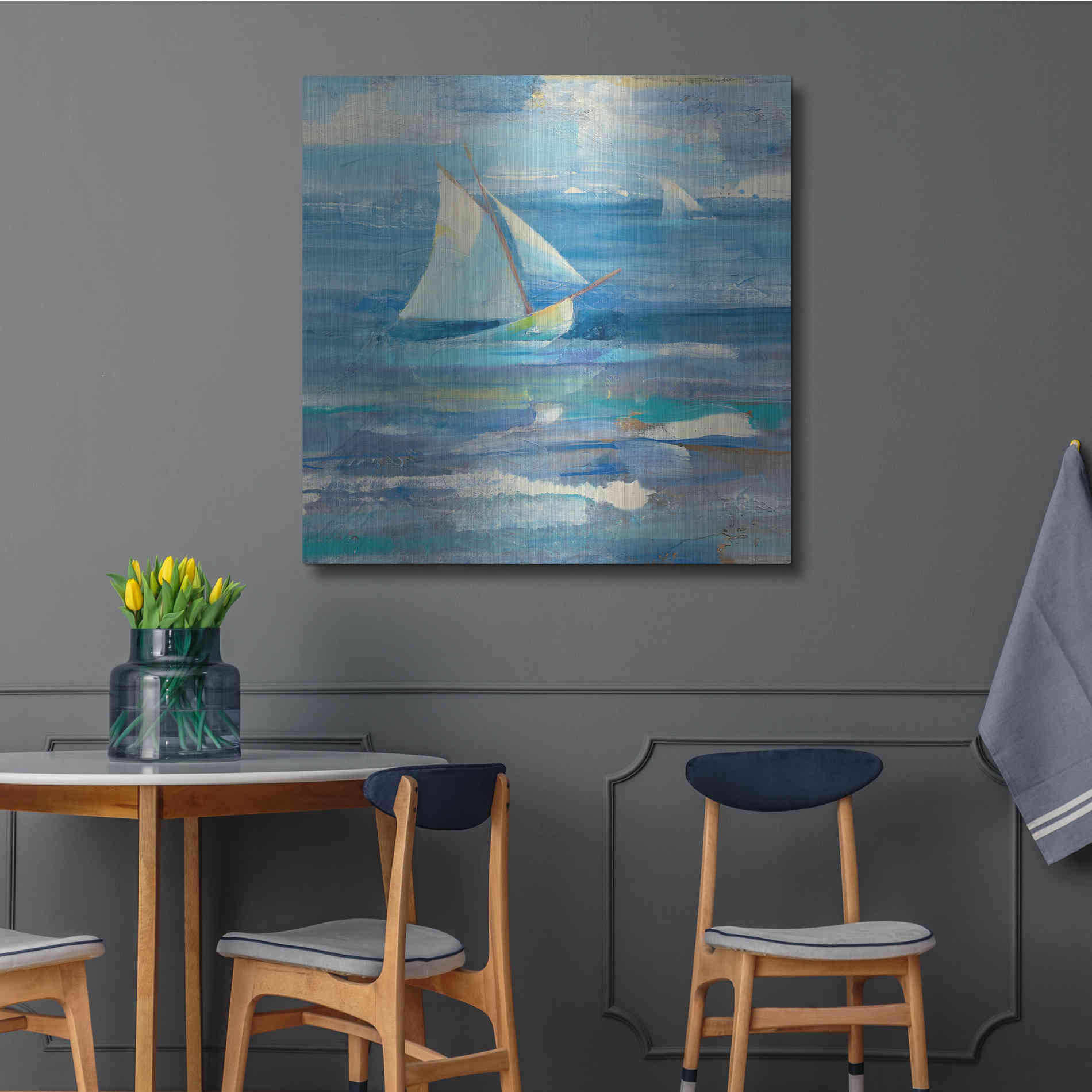 Luxe Metal Art 'Ocean Sail V.2 Sq' by Albena Hristova, Metal Wall Art,36x36