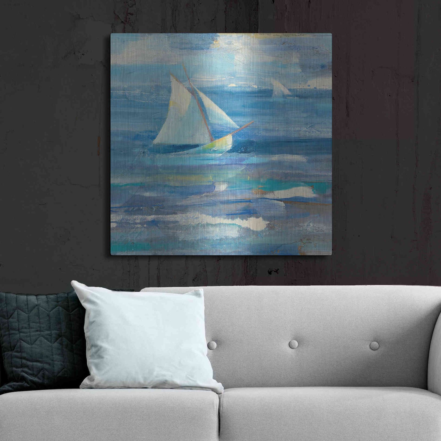 Luxe Metal Art 'Ocean Sail V.2 Sq' by Albena Hristova, Metal Wall Art,36x36