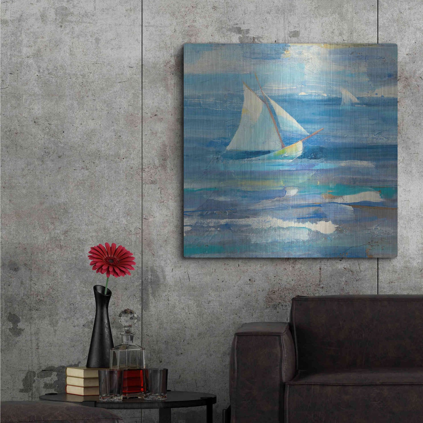 Luxe Metal Art 'Ocean Sail V.2 Sq' by Albena Hristova, Metal Wall Art,36x36