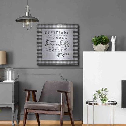 Luxe Metal Art 'Everybody Wants to Change the World' by Cindy Jacobs, Metal Wall Art,24x24