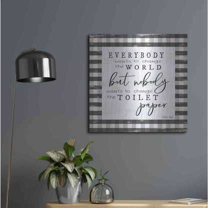 Luxe Metal Art 'Everybody Wants to Change the World' by Cindy Jacobs, Metal Wall Art,24x24