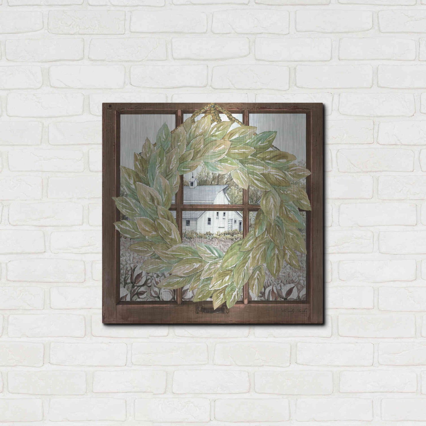 Luxe Metal Art 'Country Windowpane' by Cindy Jacobs, Metal Wall Art,24x24