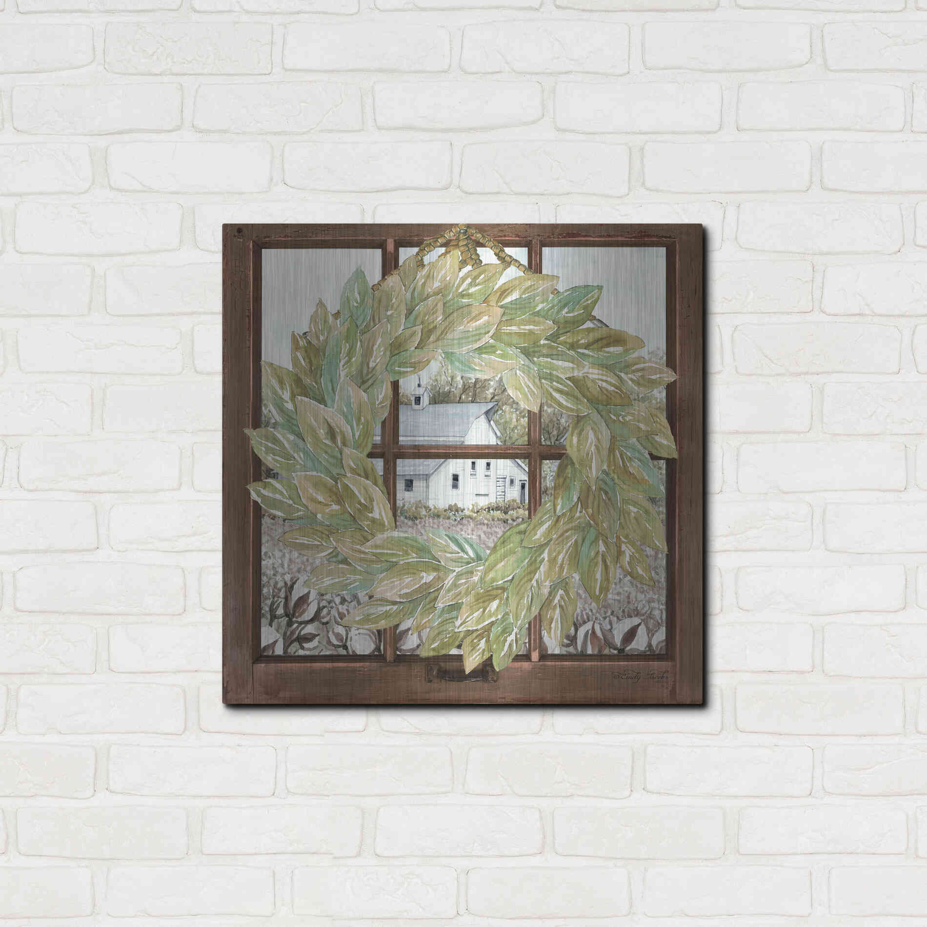 Luxe Metal Art 'Country Windowpane' by Cindy Jacobs, Metal Wall Art,24x24