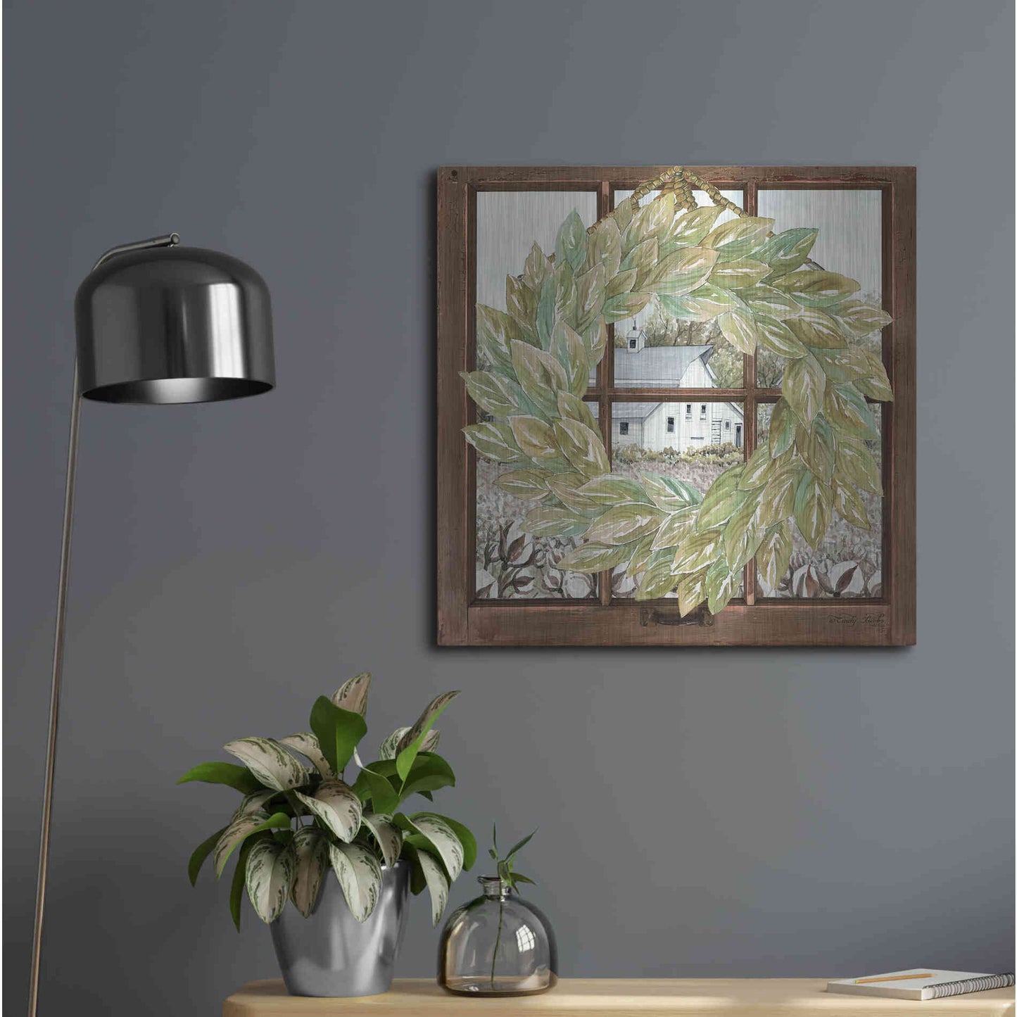 Luxe Metal Art 'Country Windowpane' by Cindy Jacobs, Metal Wall Art,24x24