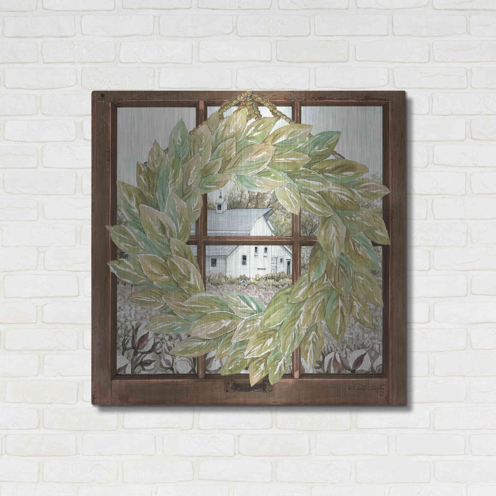 Luxe Metal Art 'Country Windowpane' by Cindy Jacobs, Metal Wall Art,36x36