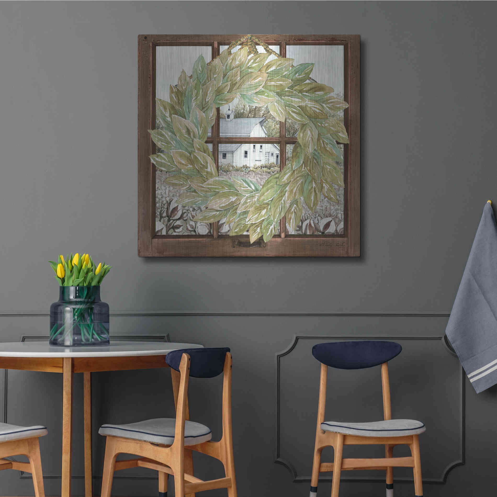 Luxe Metal Art 'Country Windowpane' by Cindy Jacobs, Metal Wall Art,36x36