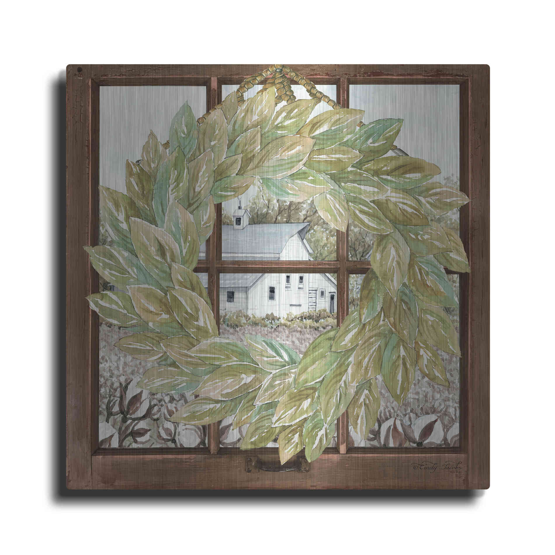 Luxe Metal Art 'Country Windowpane' by Cindy Jacobs, Metal Wall Art