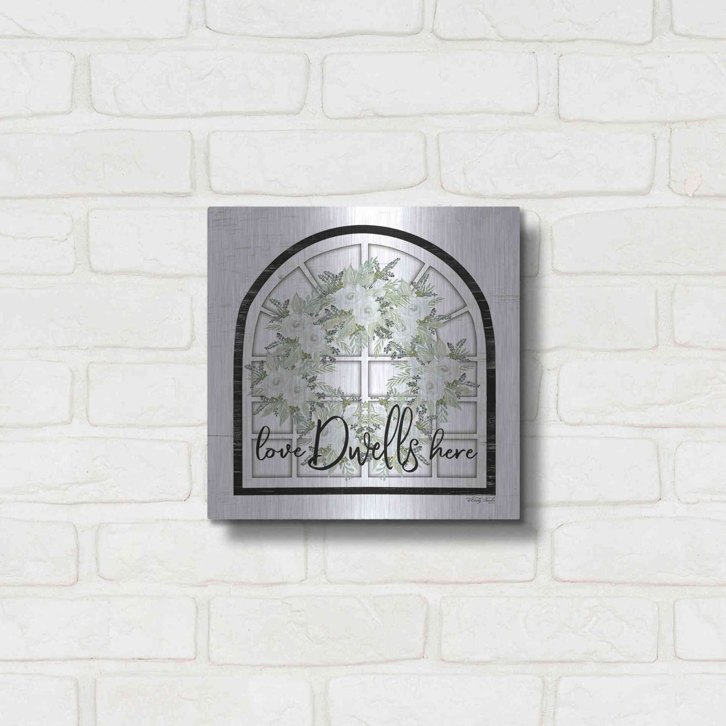 Luxe Metal Art 'Love Dwells Here' by Cindy Jacobs, Metal Wall Art,12x12