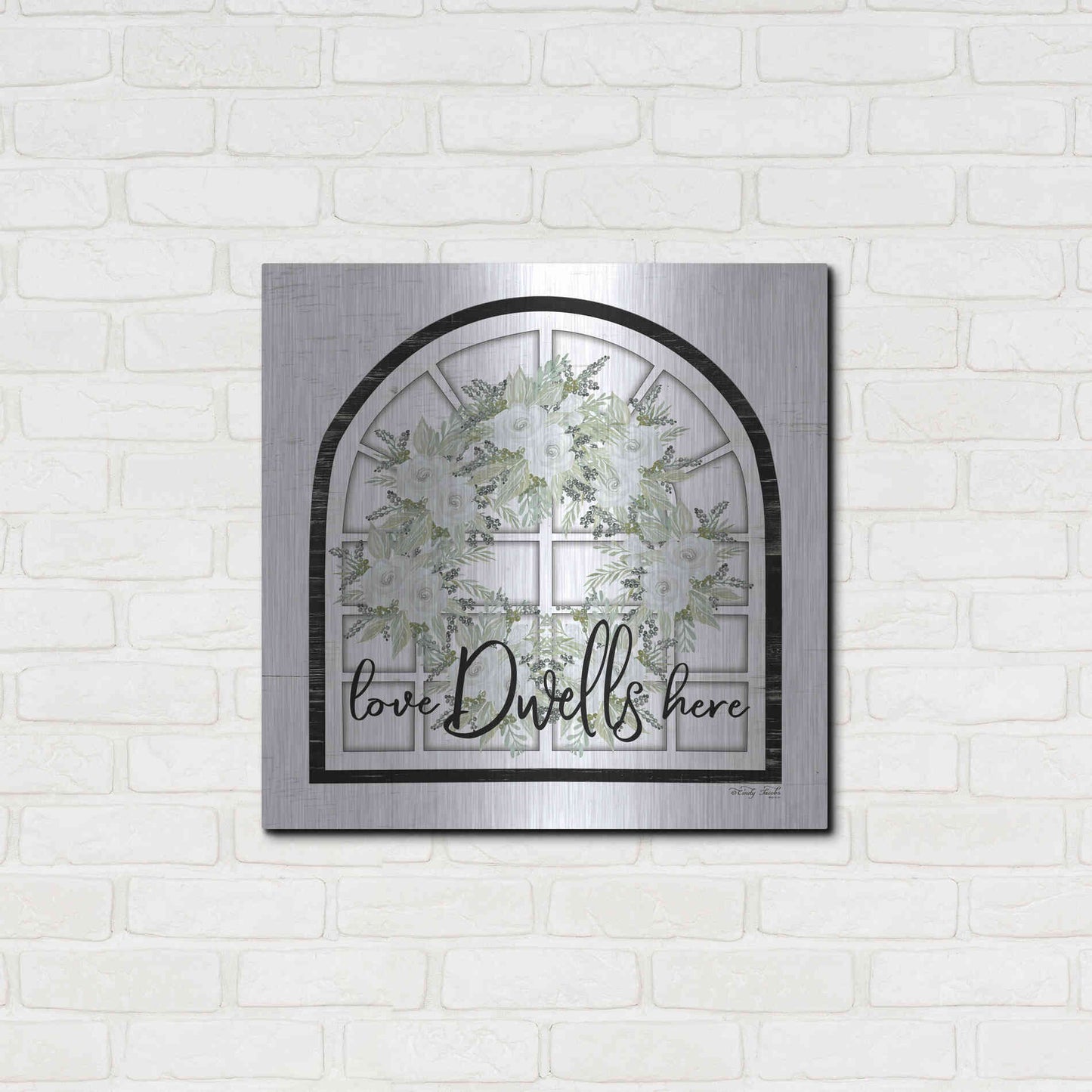 Luxe Metal Art 'Love Dwells Here' by Cindy Jacobs, Metal Wall Art,24x24