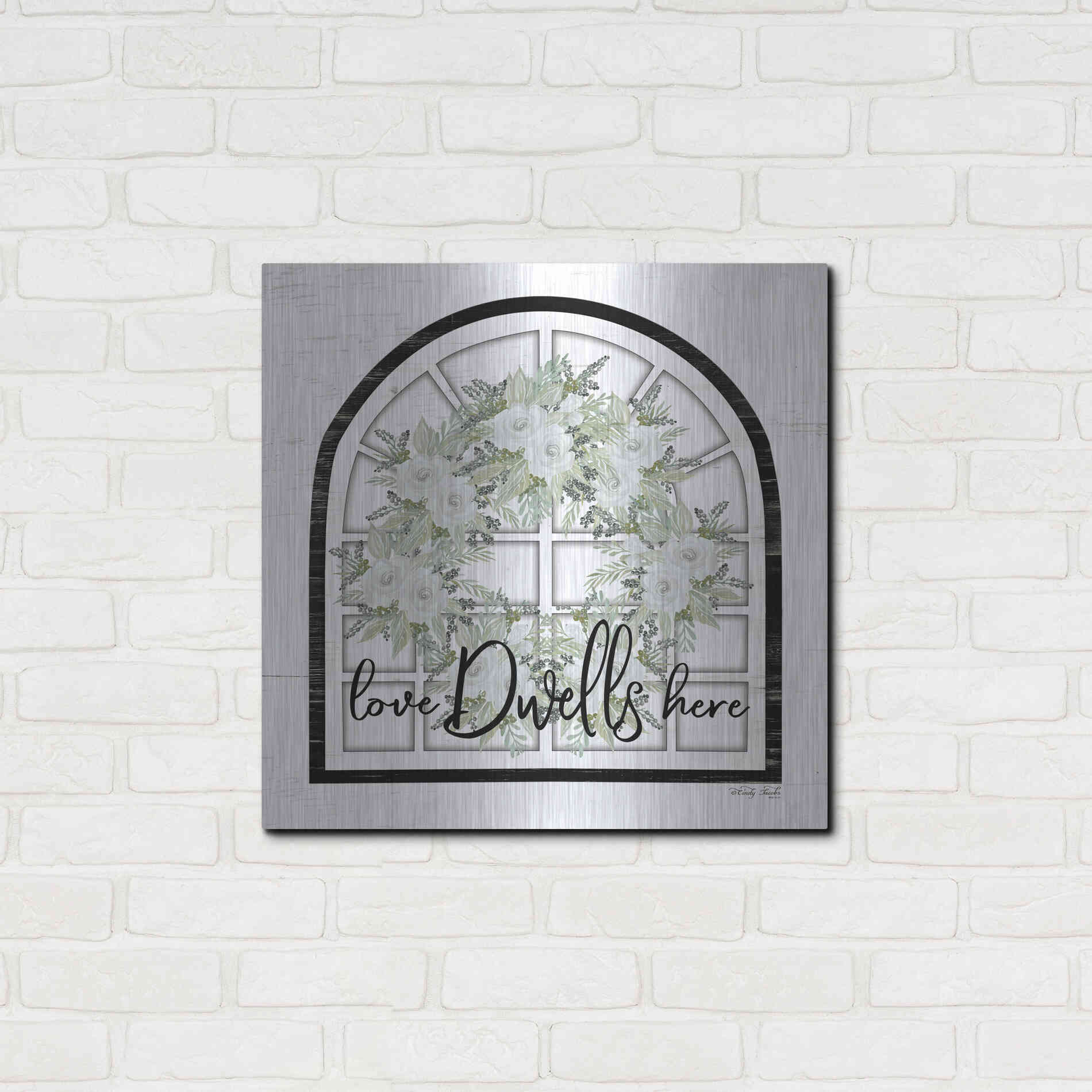 Luxe Metal Art 'Love Dwells Here' by Cindy Jacobs, Metal Wall Art,24x24