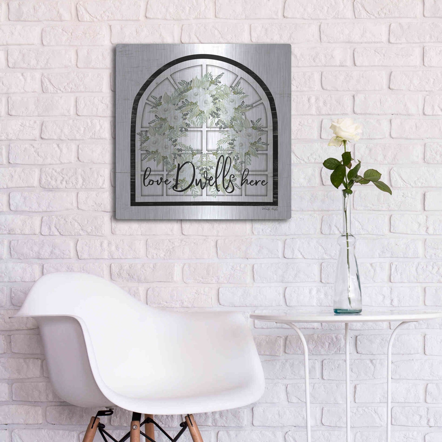 Luxe Metal Art 'Love Dwells Here' by Cindy Jacobs, Metal Wall Art,24x24