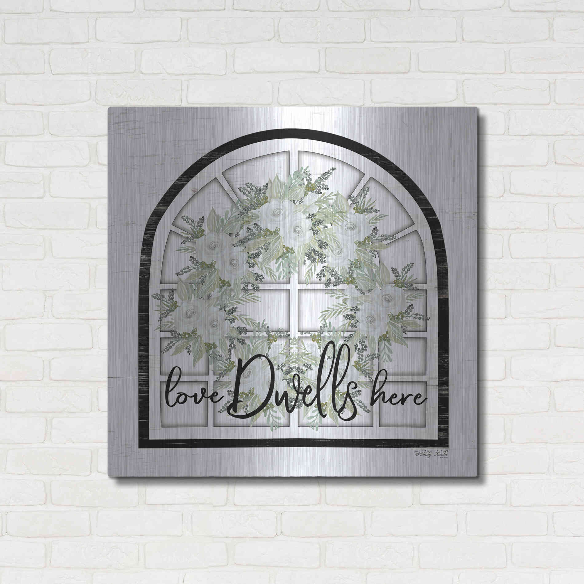 Luxe Metal Art 'Love Dwells Here' by Cindy Jacobs, Metal Wall Art,36x36