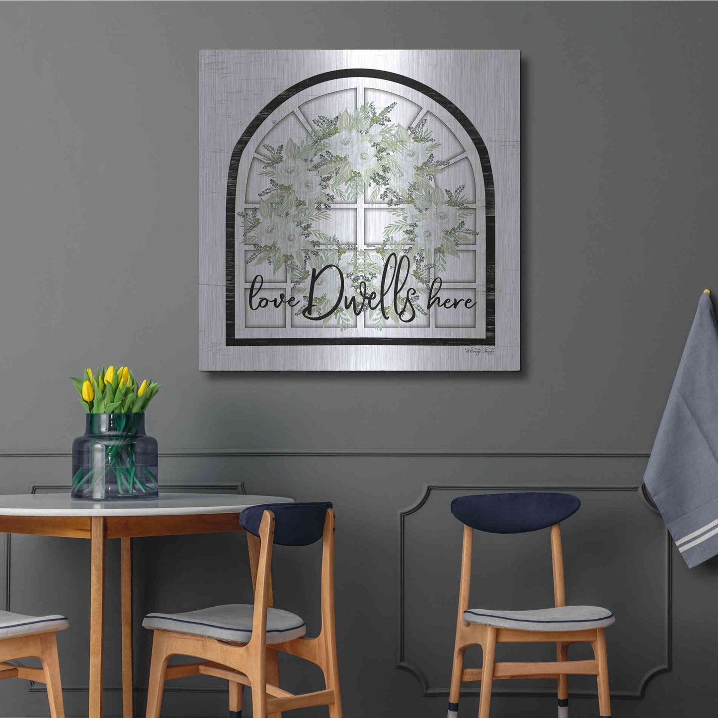 Luxe Metal Art 'Love Dwells Here' by Cindy Jacobs, Metal Wall Art,36x36