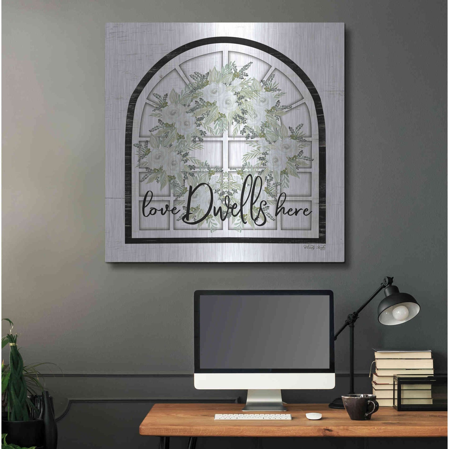 Luxe Metal Art 'Love Dwells Here' by Cindy Jacobs, Metal Wall Art,36x36