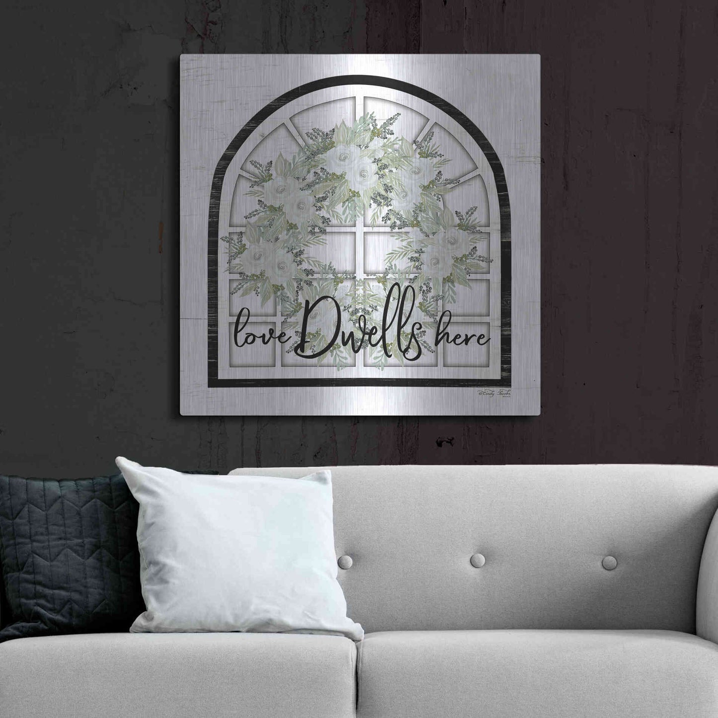 Luxe Metal Art 'Love Dwells Here' by Cindy Jacobs, Metal Wall Art,36x36