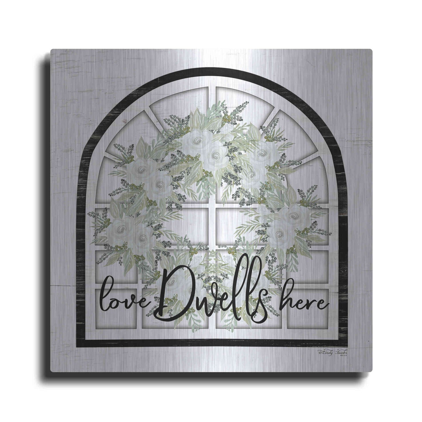 Luxe Metal Art 'Love Dwells Here' by Cindy Jacobs, Metal Wall Art