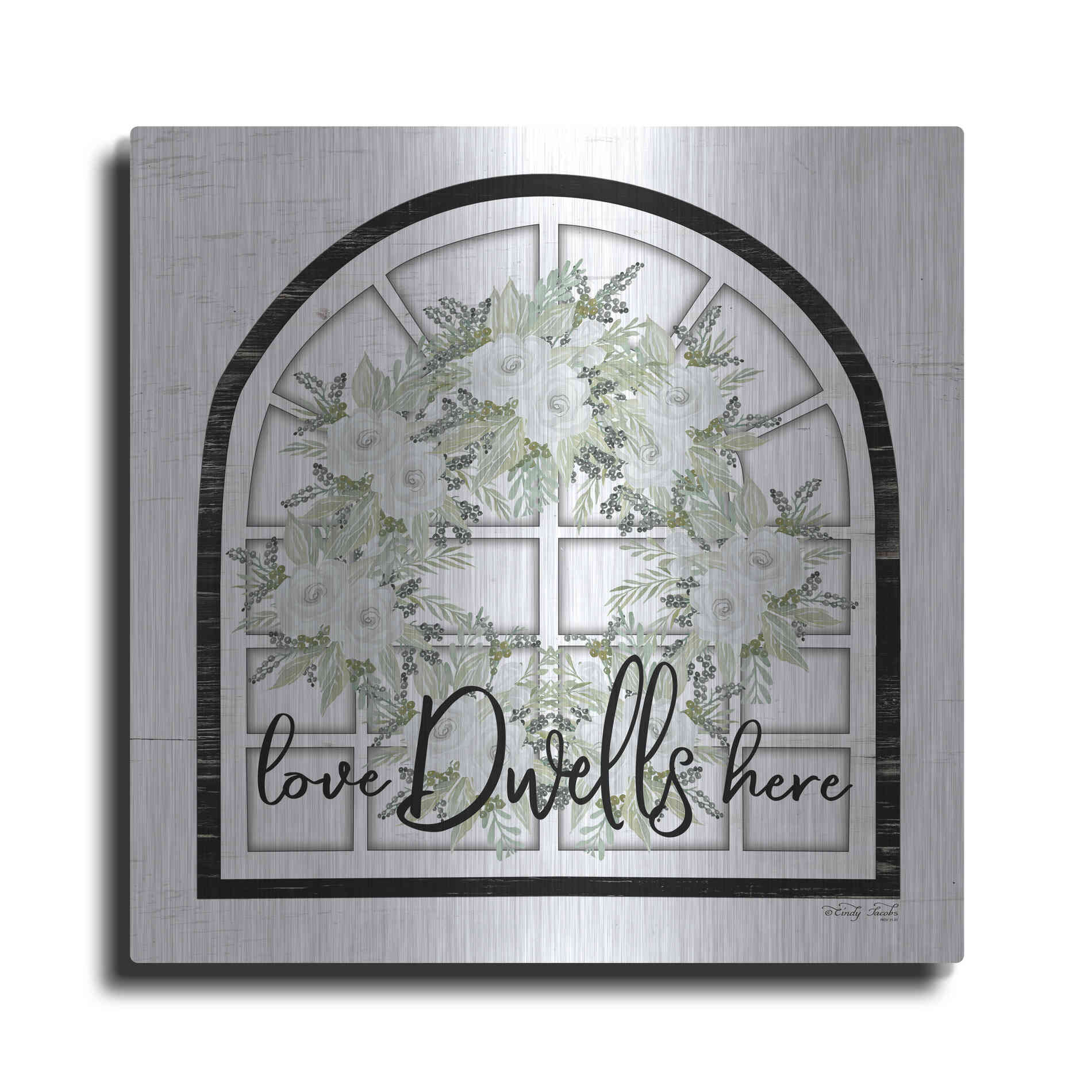 Luxe Metal Art 'Love Dwells Here' by Cindy Jacobs, Metal Wall Art