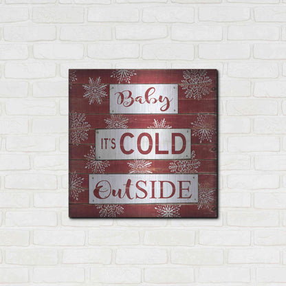 Luxe Metal Art 'Baby It's Cold Outside Red' by Cindy Jacobs, Metal Wall Art,24x24