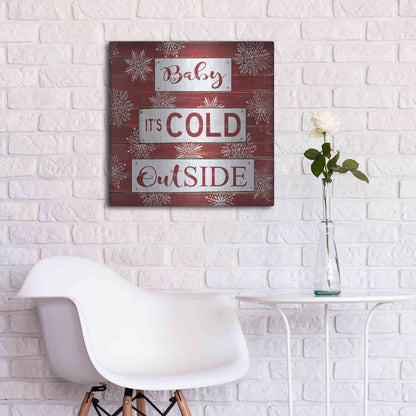 Luxe Metal Art 'Baby It's Cold Outside Red' by Cindy Jacobs, Metal Wall Art,24x24